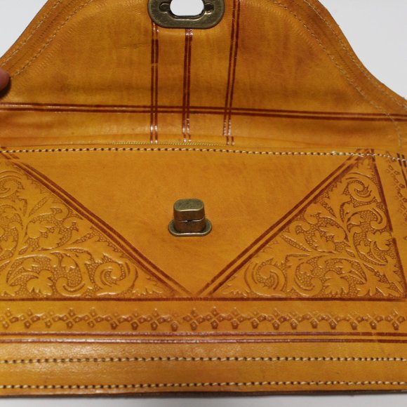 Moroccan Handmade Leather Wallet Wristlets Clutch - Picture 3 of 6